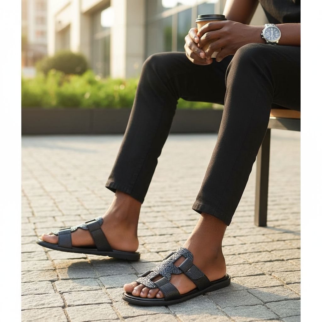 Sandale homme cuir élégante et confortable, chaussure été légère noire ou marron