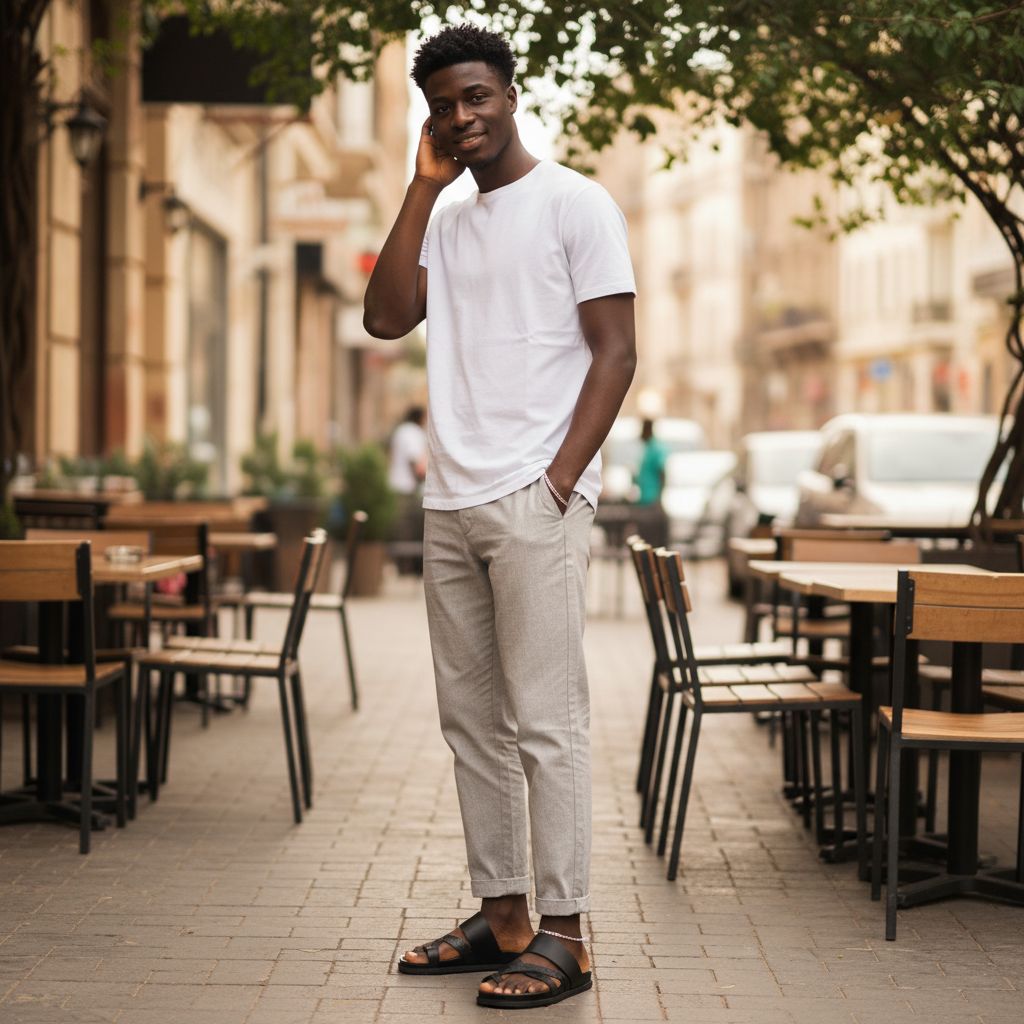 Sandale homme cuir noire élégante et confortable, cuir véritable été