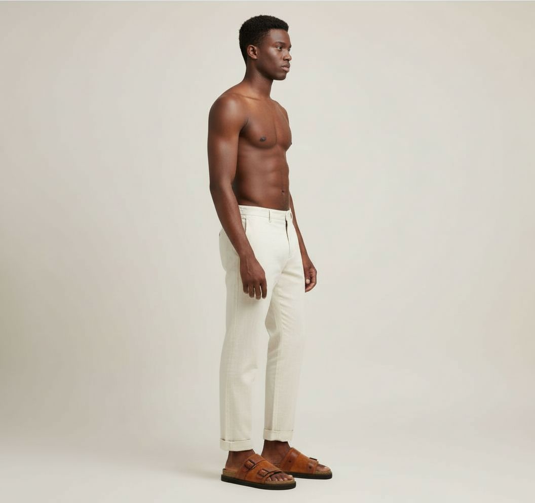 Sandale homme cuir marron confortable, double bride réglable, semelle liège