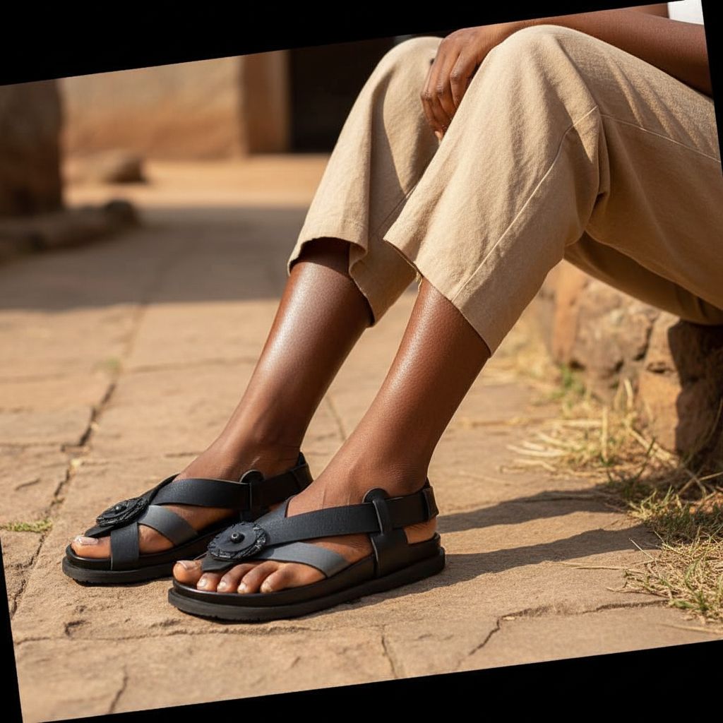 Sandale homme cuir noir élégante et confortable – Design moderne urbain