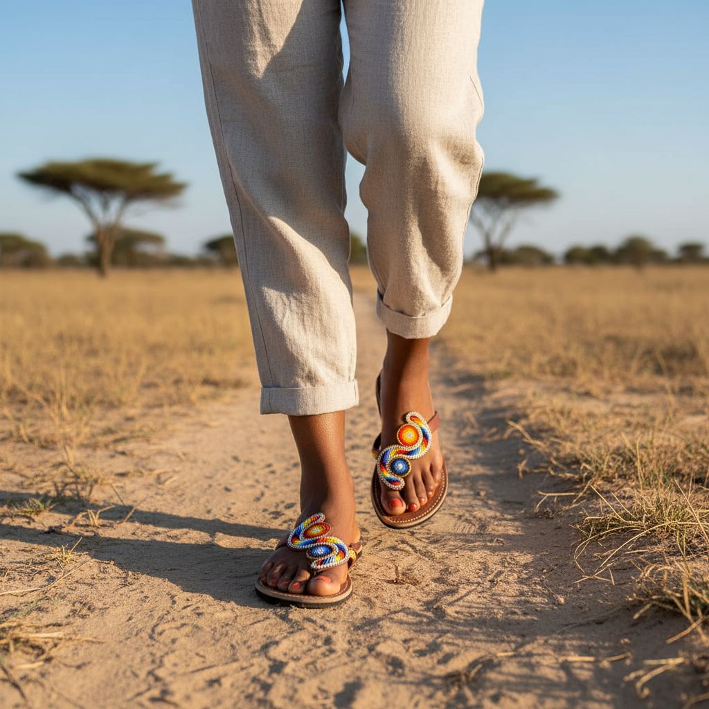 Sandales cuir femme avec motifs multicolores et perles