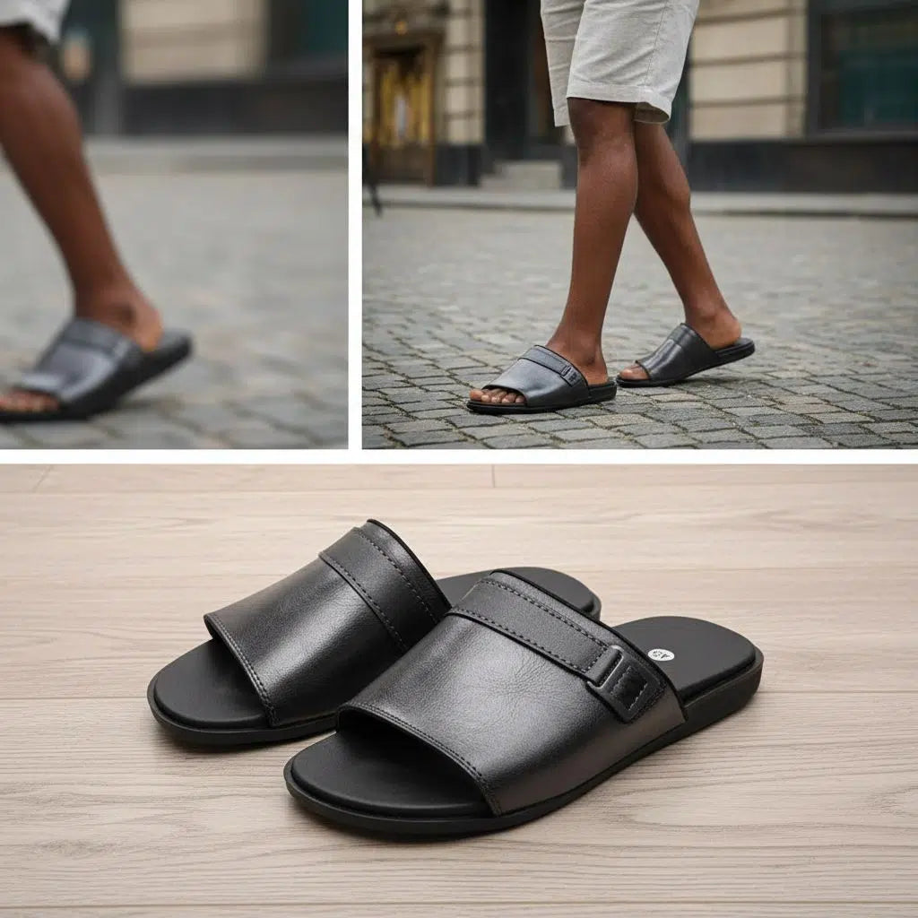 Sandales cuir homme noir (taille 45)