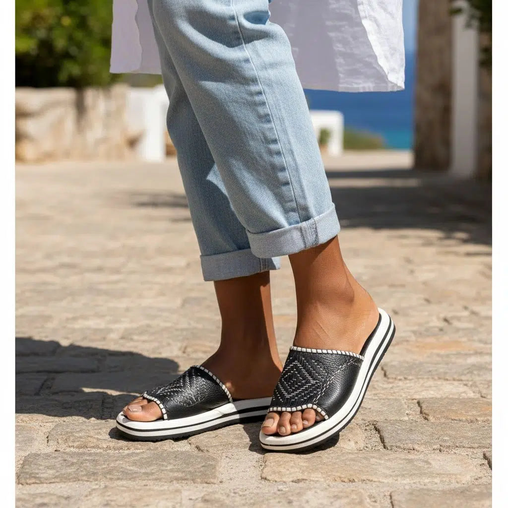 Sandales cuir lavable femme – élégantes, confortables et antidérapantes