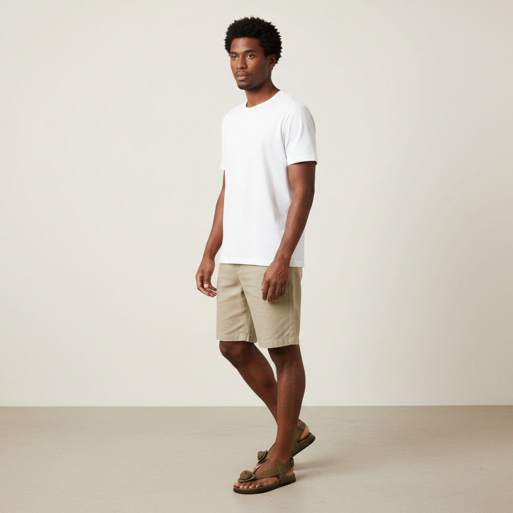 Sandales homme cuir vert militaire confort, sandales été minimalistes