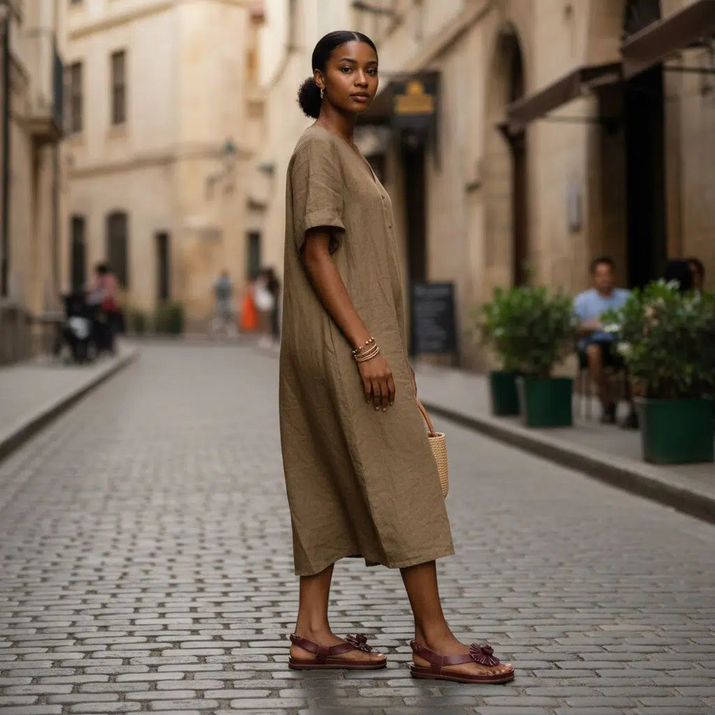 Sandales plates femme Padame en similicuir, élégantes et confortables