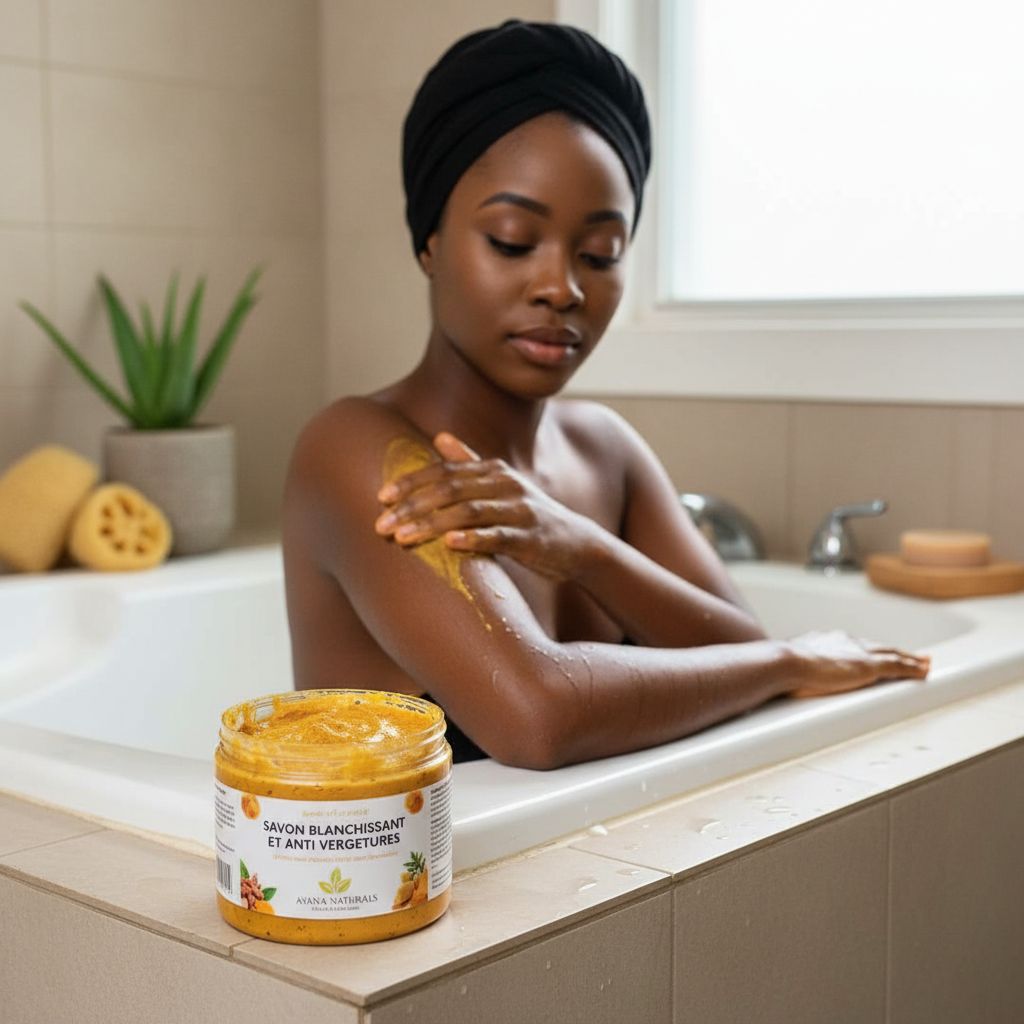 Savon blanchissant efficace et anti vergetures, soin naturel hydratant