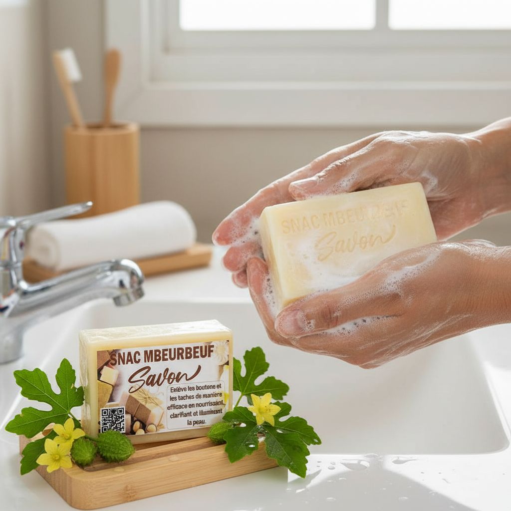 Savon naturel Mberbeuf éclatant anti-boutons pour une peau parfaite