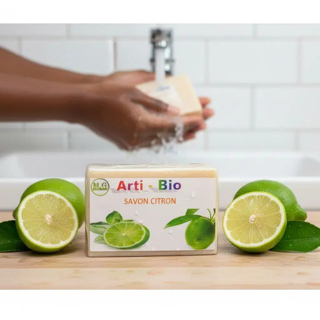 Savon citron nettoyant artisanal, purifiant et tonifiant citron, 50g