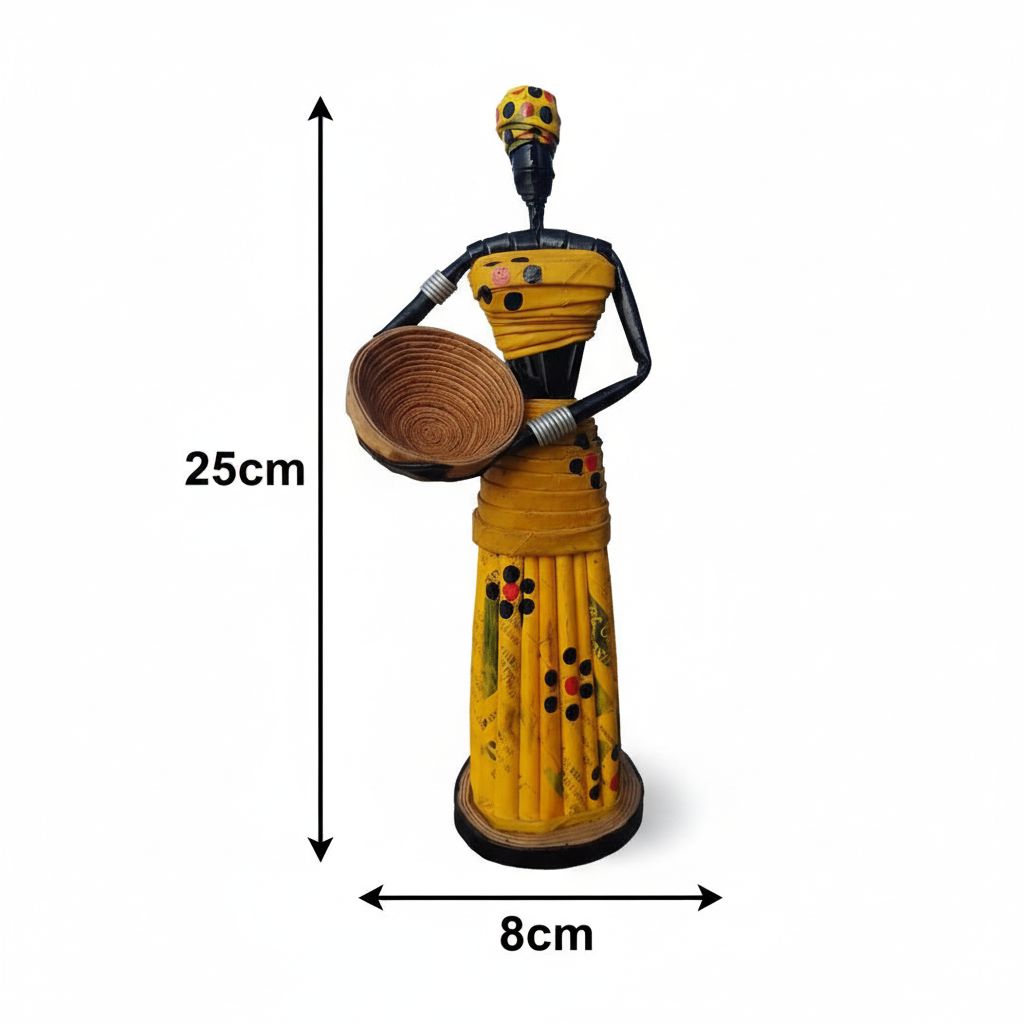 Sculpture africaine artisanale en papier recyclé – Décoration ethnique maison