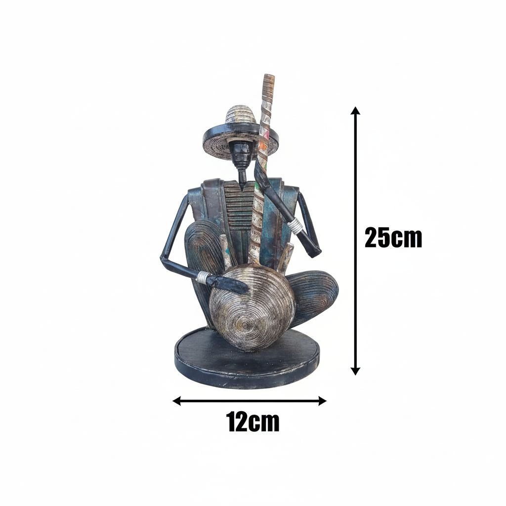 Sculpture musicien africain en papier recyclé – décoration ethnique artisanale