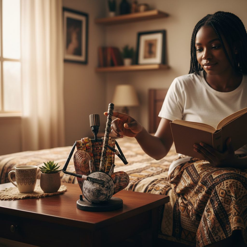 Sculpture musiciens africaine en papier recyclé – Décoration ethnique artisanale