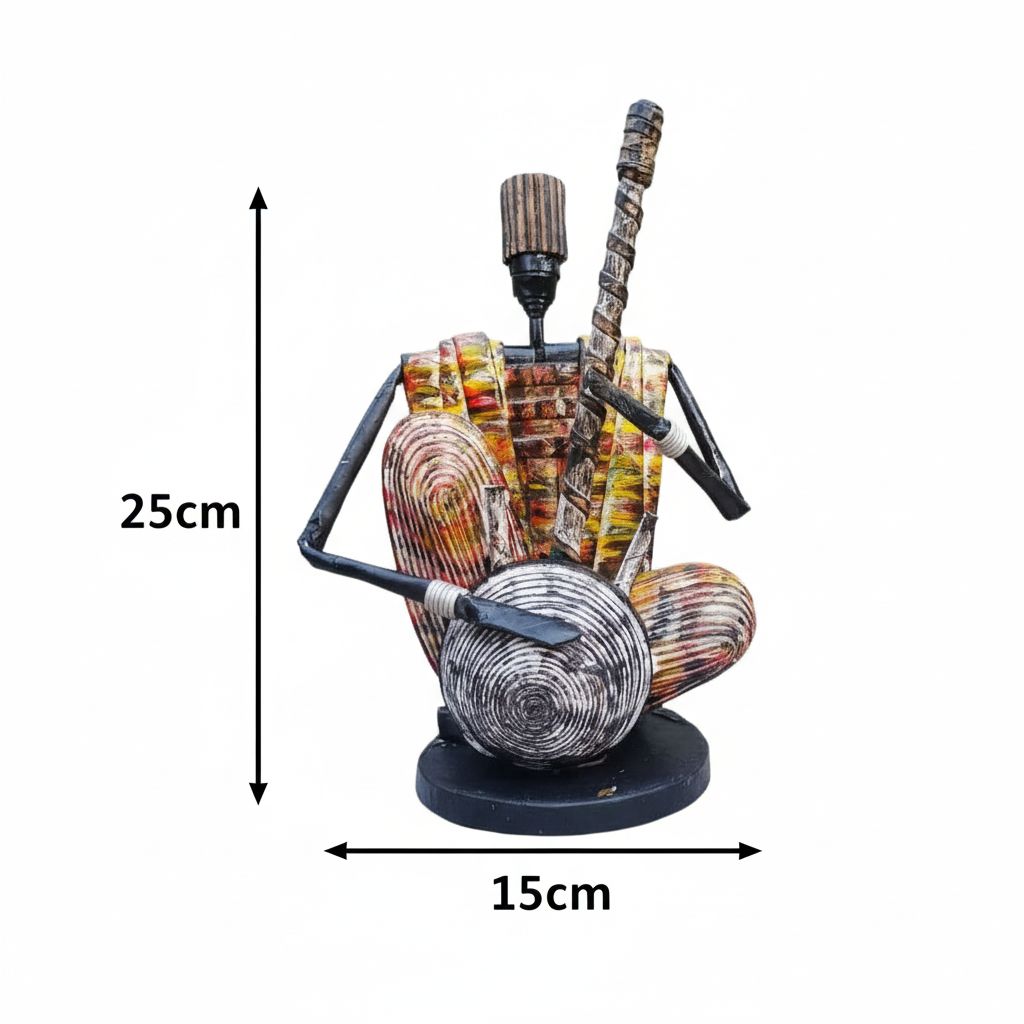 Sculpture musiciens africaine en papier recyclé – Décoration ethnique artisanale