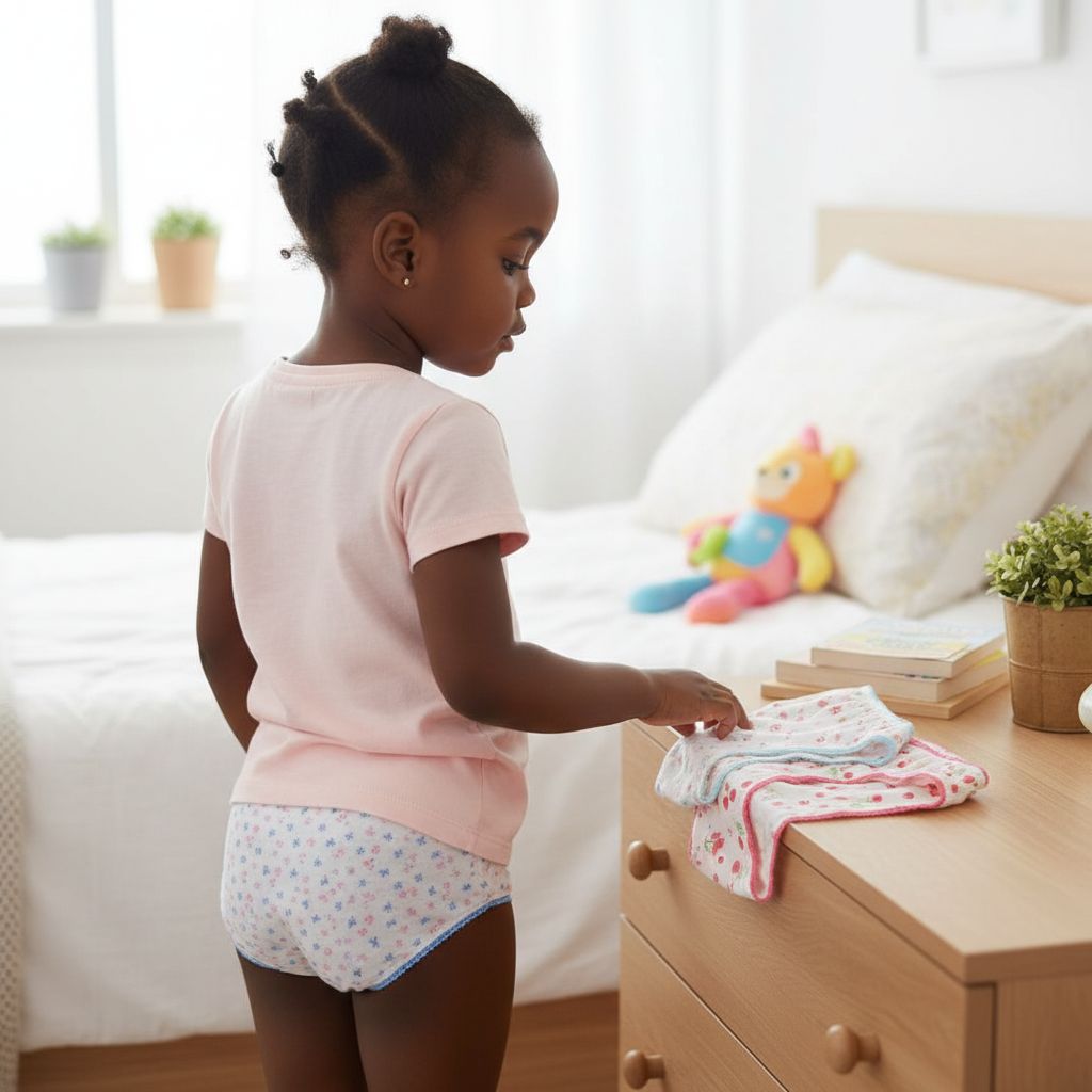 Lot 3 slips fille coton motif floral, sous-vêtement confortable 3/4 ans