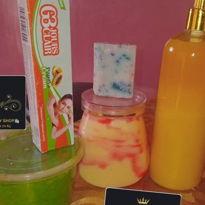 Soin peau albinos : coffret hyper blanchissant et peeling naturel visage et corps