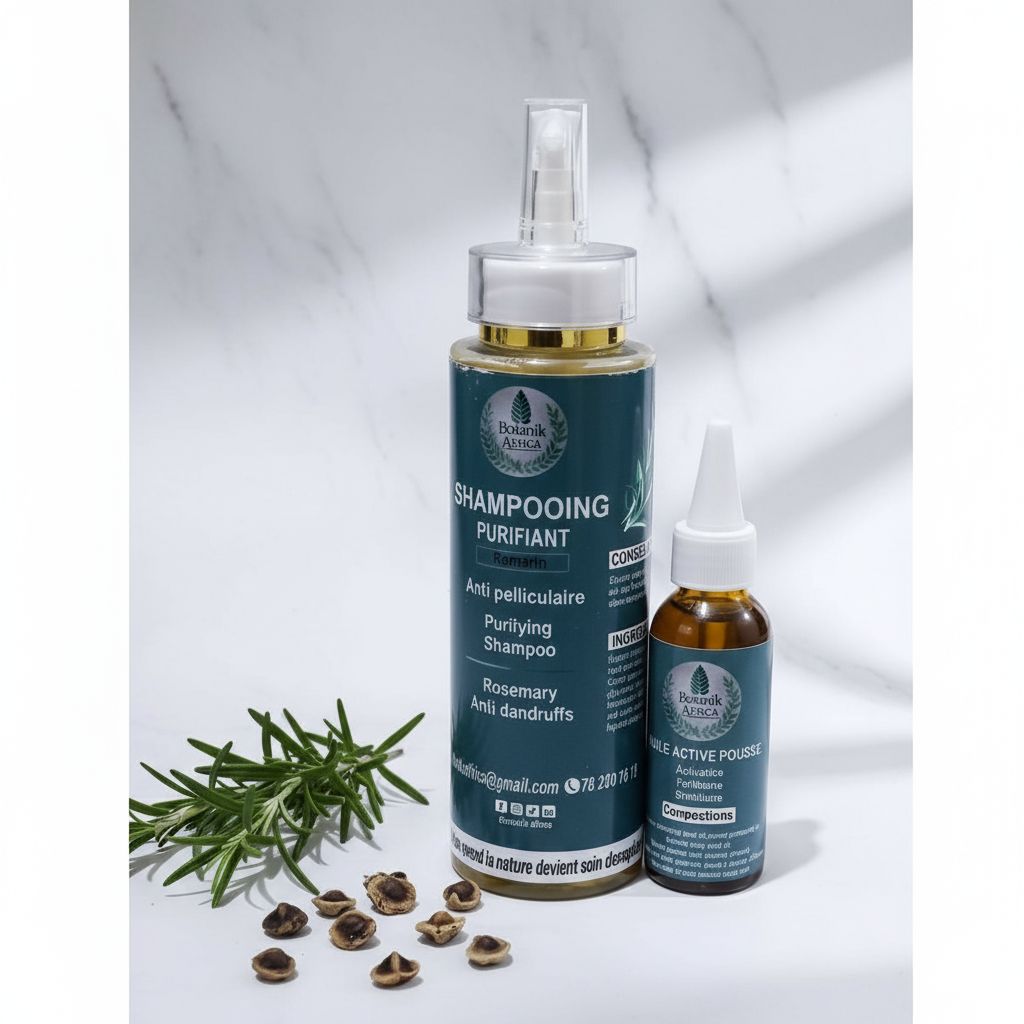 Soin cheveux sec naturel : shampooing romarin et huile pousse bio