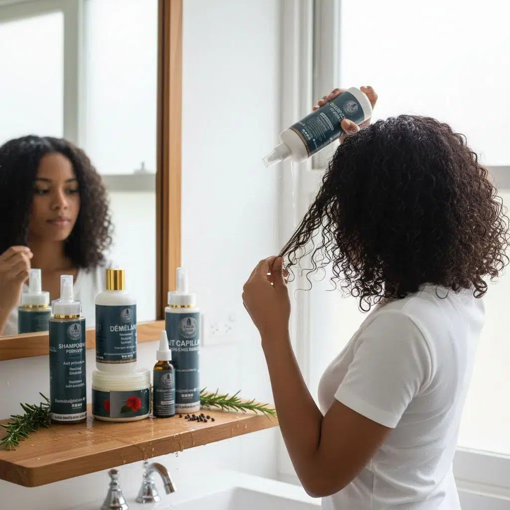 Soins capillaires naturels : gamme complète cheveux sains et accessoires haut de gamme