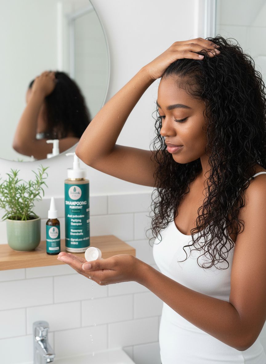 Coffret soins cheveux naturels 3-en-1 : huile, shampoing romarin, lait hydratant