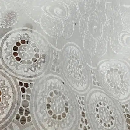 Tissu voile brodé coton élégant, dentelle blanche ou noire pour robe et mariage