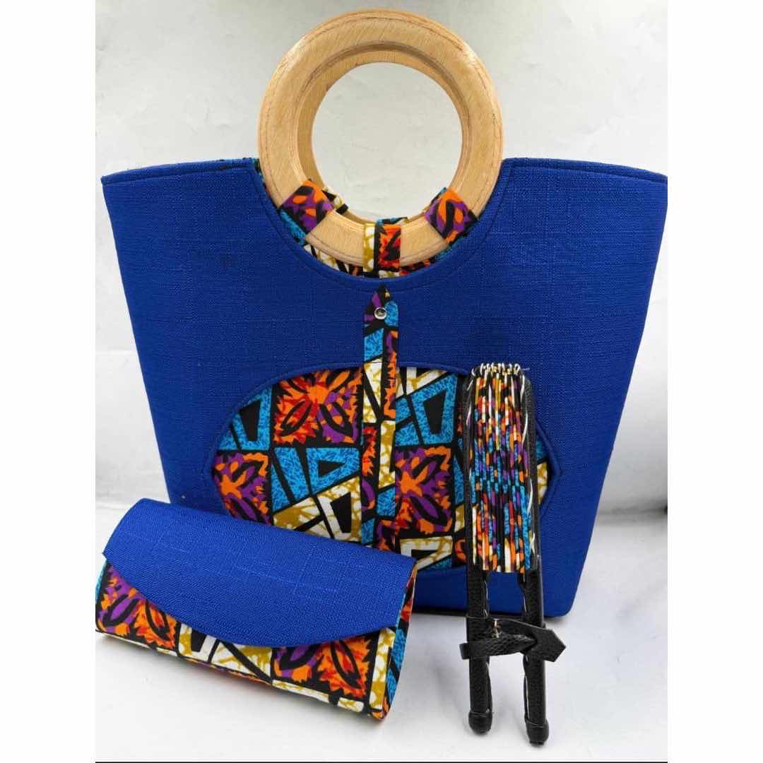 Sac à main noir et blanc motifs géométriques avec portefeuille assorti