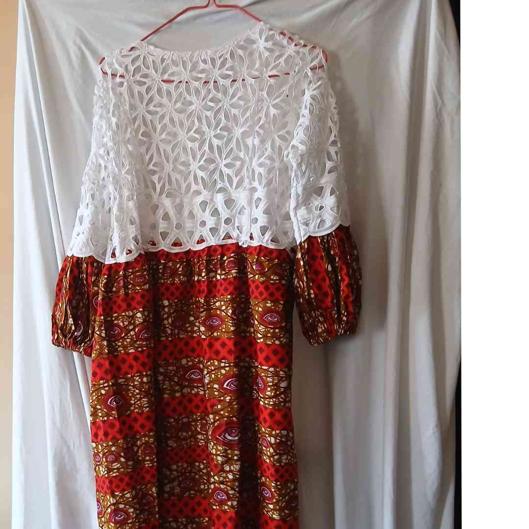 Robe femme en wax et brode