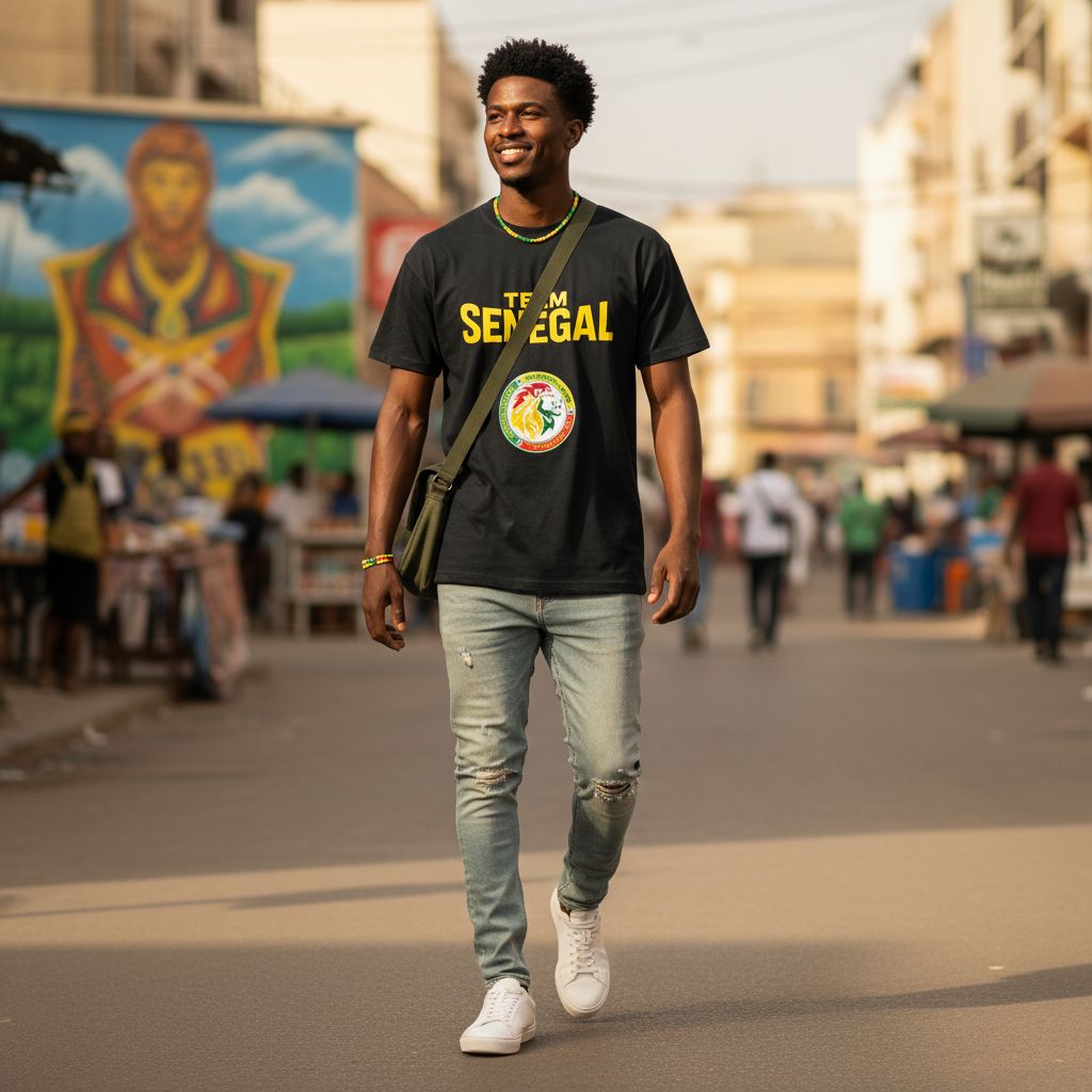T-shirt Team Senegal Homme – Supporter Officiel Coupe d'Afrique, Coton