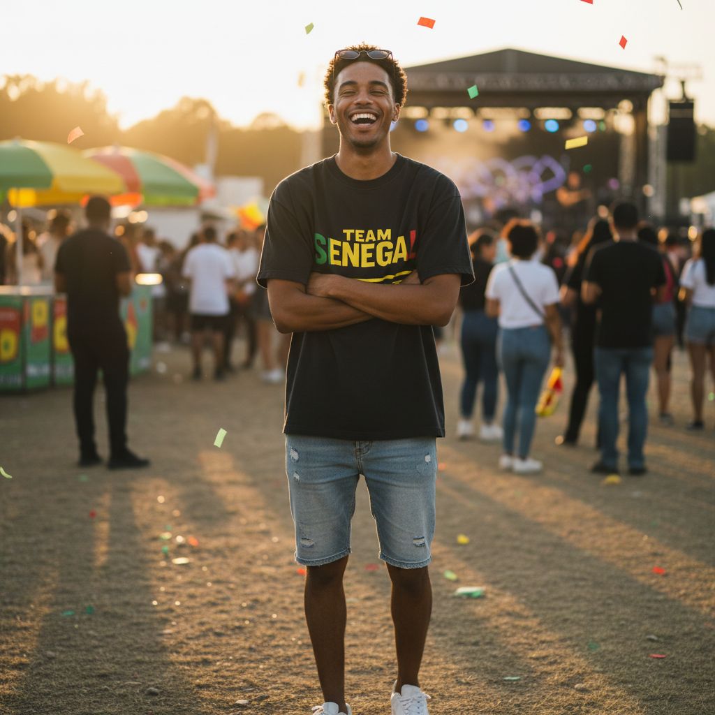 T-shirt Team Senegal – Supporter, Drapeau Sénégal, Coupe Ample, Coton
