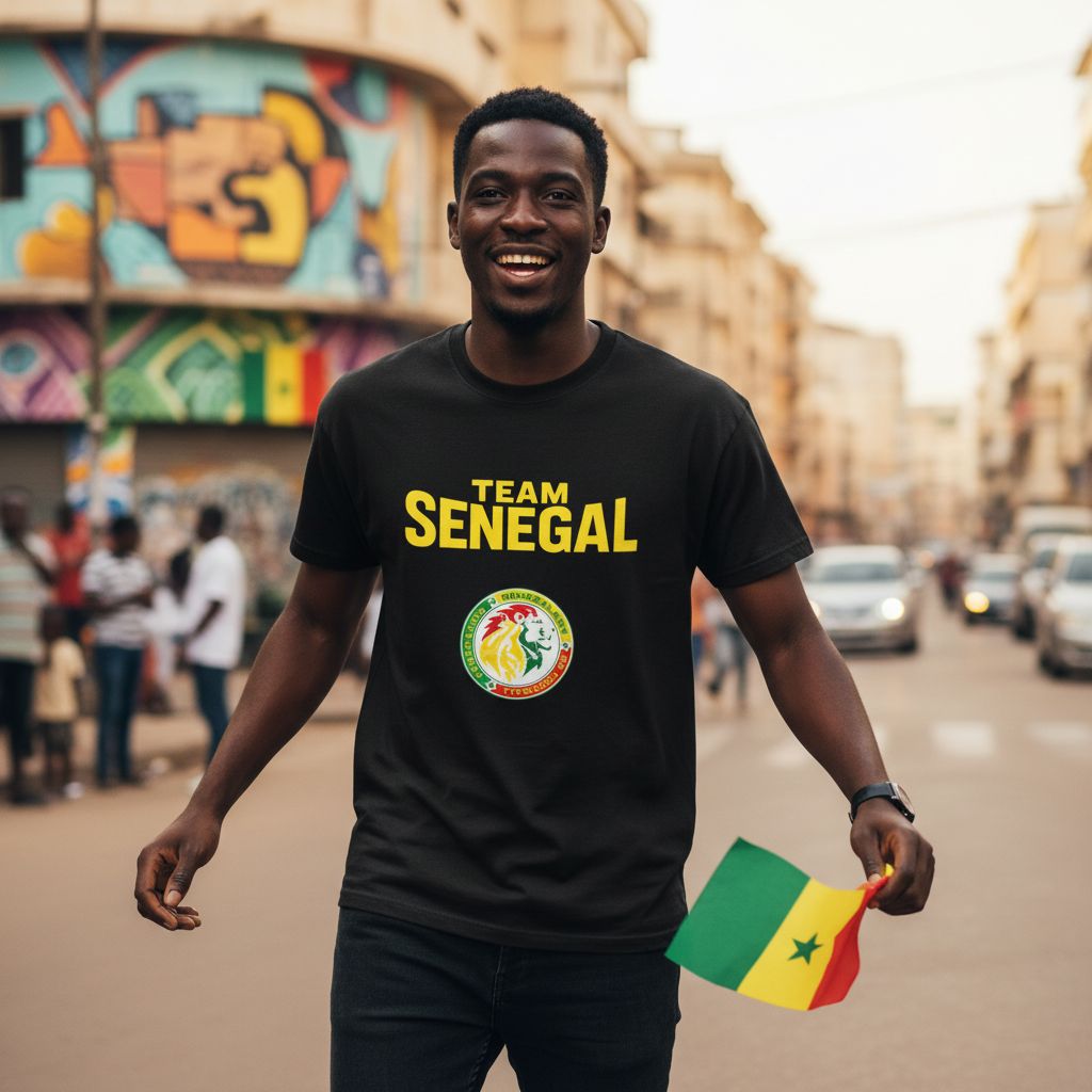 T-shirt Team Senegal Homme – Supporter Officiel Coupe d'Afrique, Coton