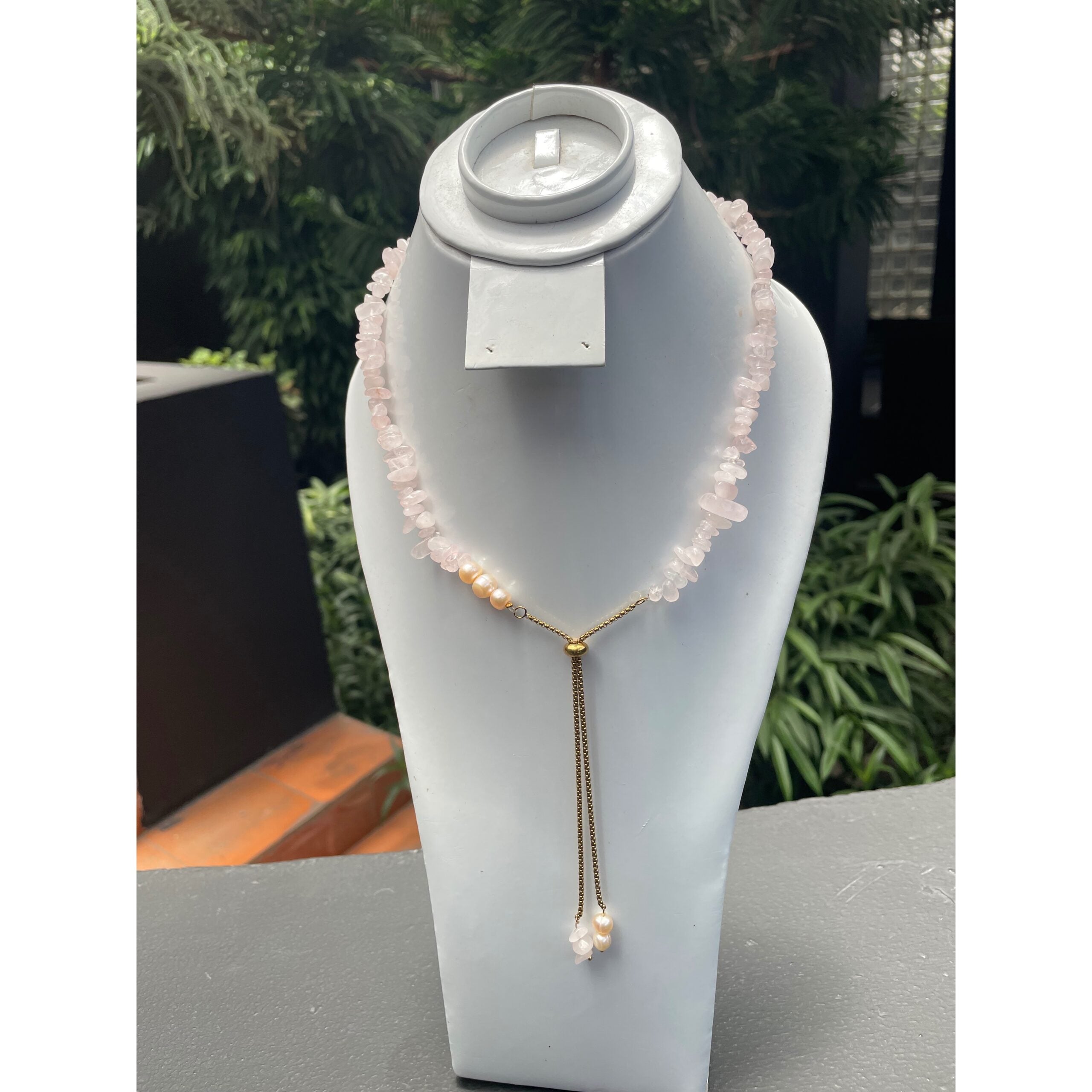 Collier Artisanal Quartz Rose et Perles