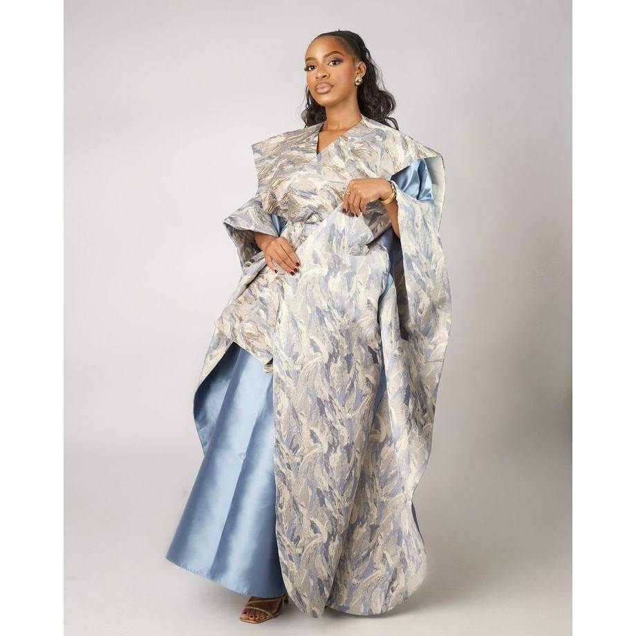 Robe en brocard femme élégante longue, cérémonie ou mariage, bleu ou rose