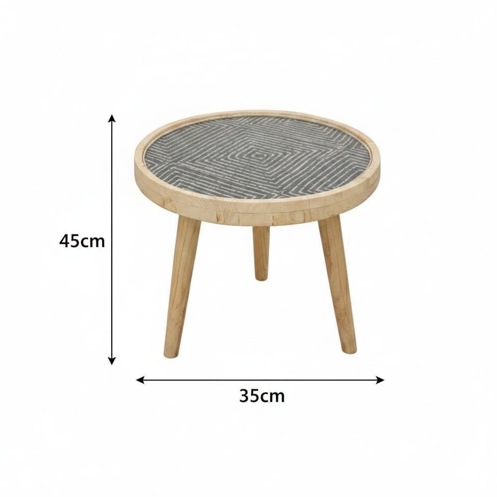 Table basse en verre et textile africain design ethnique, mobilier artisanal