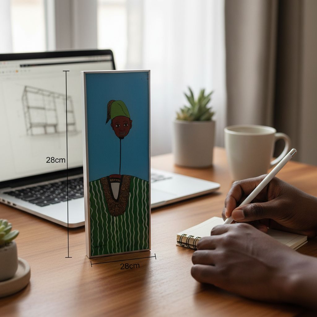 Tableau mural moderne ethnique, art stylisé (28 x 8 cm)