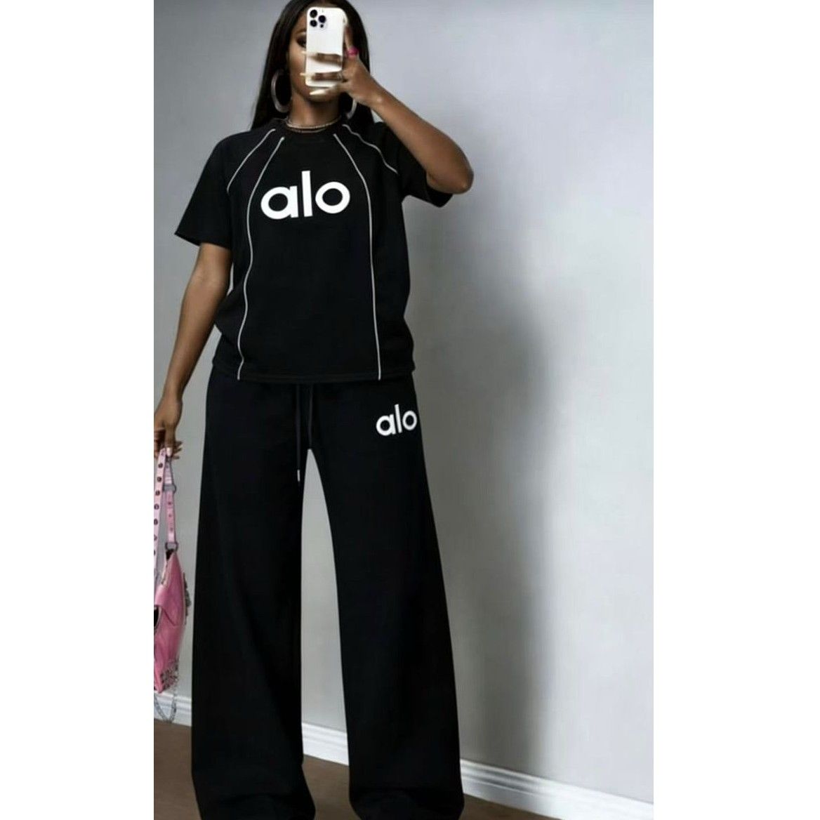Ensemble femme décontracté t-shirt et pantalon large coton confortable