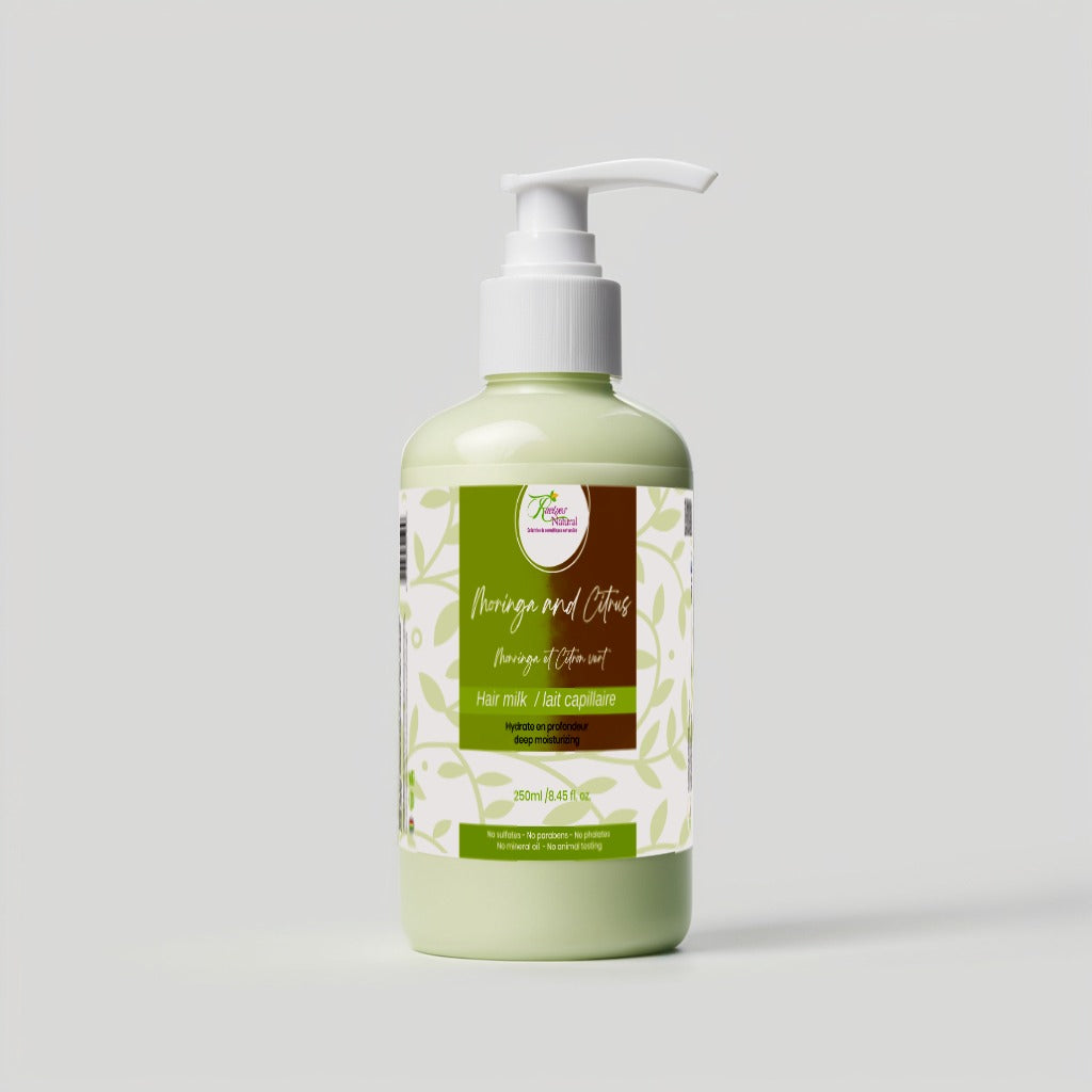 Lait capillaire naturel moringa et citron vert – Hydratant cheveux secs