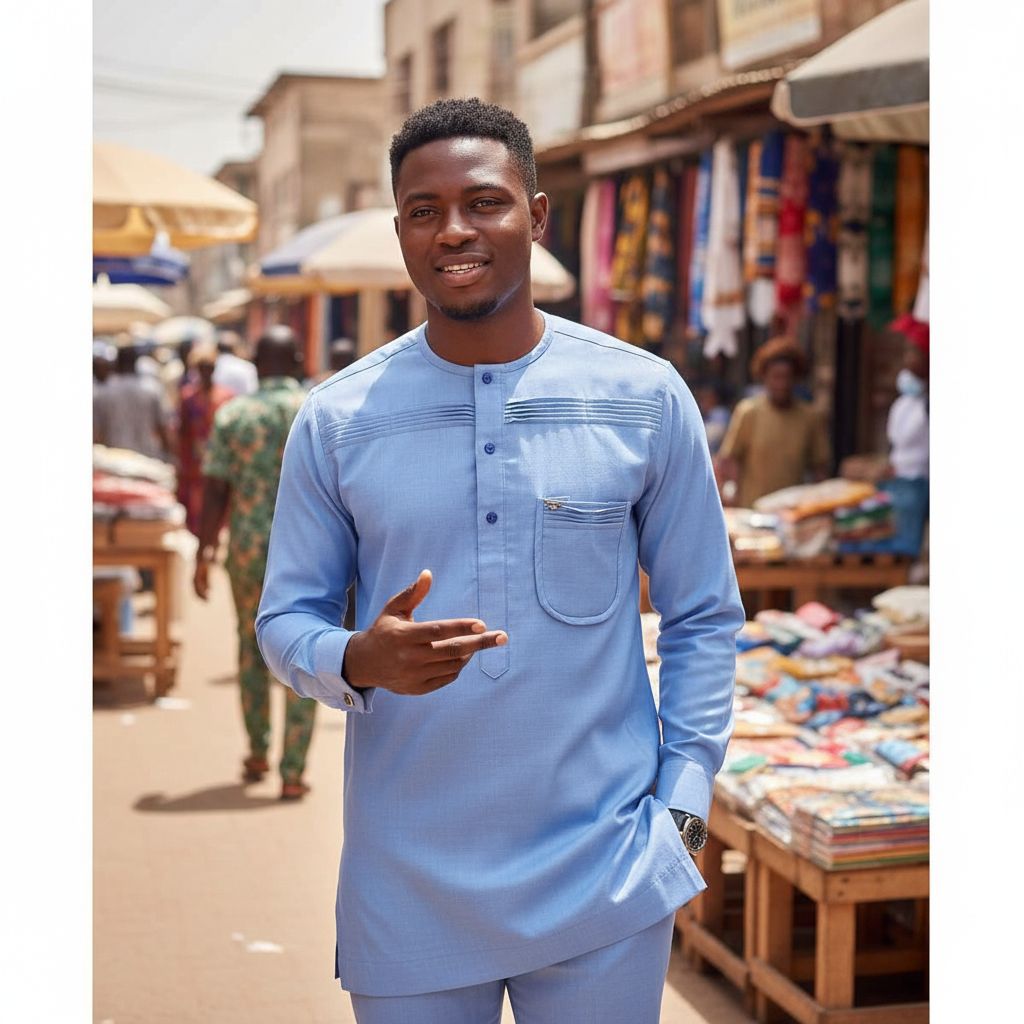 Chemise coton lin style africain pour homme