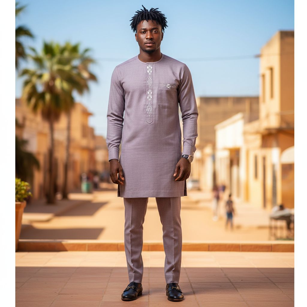 Tenue africaine homme grise chic