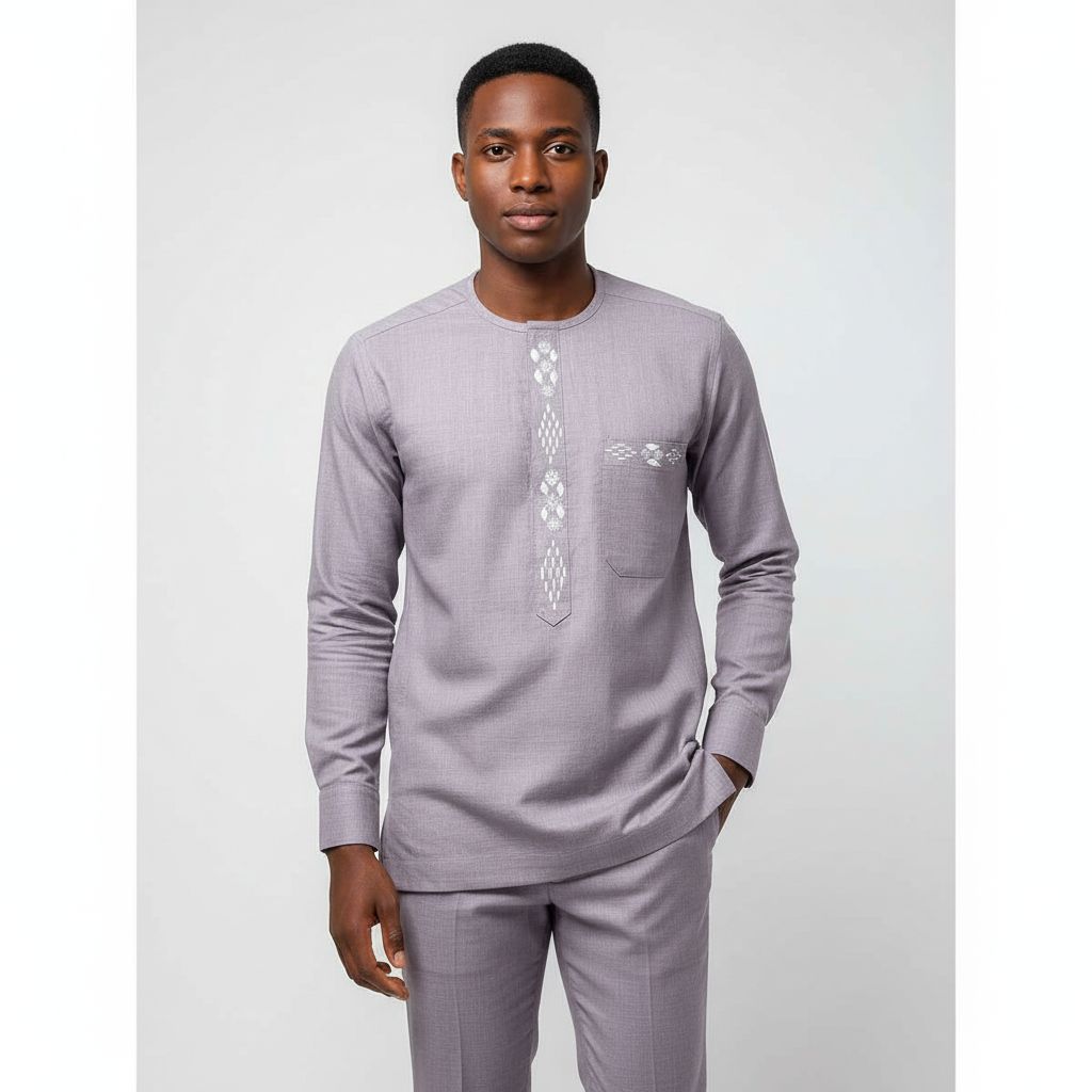 Tenue africaine homme grise chic