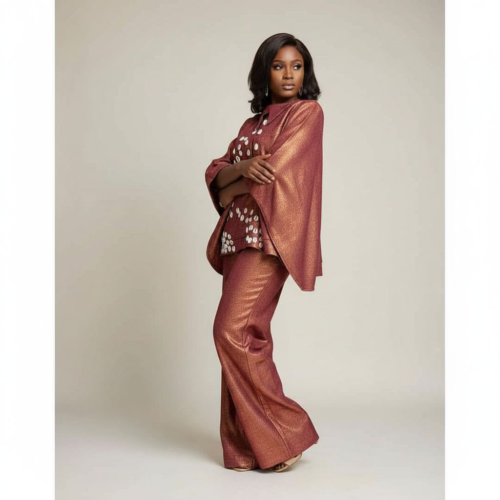 Tenue traditionnelle moderne femme rouge bordeaux, robe ample élégante satin