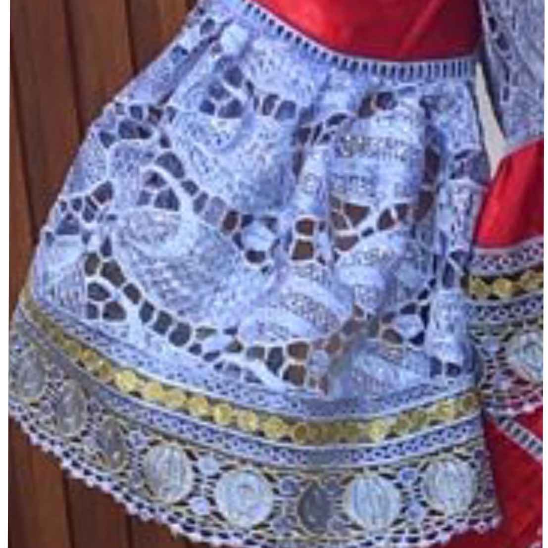 Robe bazin guipure dentelle rouge bleu