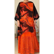 Robe en Coton Abstraite Orange Bleu - Élégance Moderne