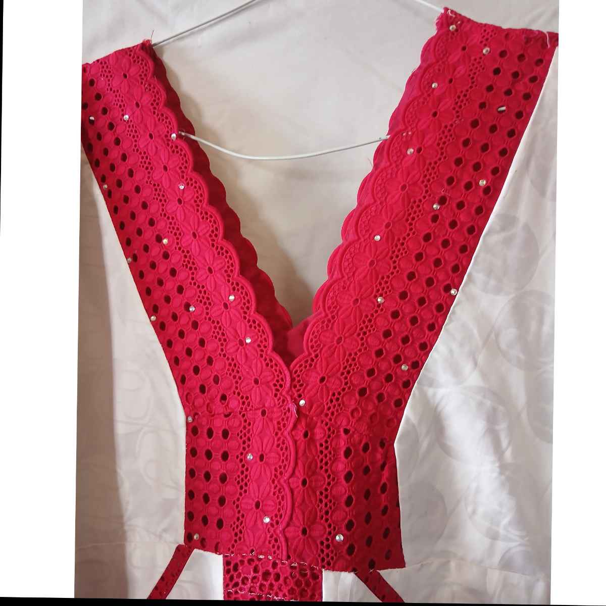 Boubou femme blanc rouge