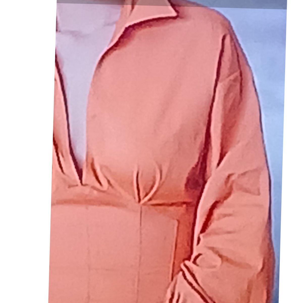 Blouse Femme Orange Corail à Manches Bouffantes