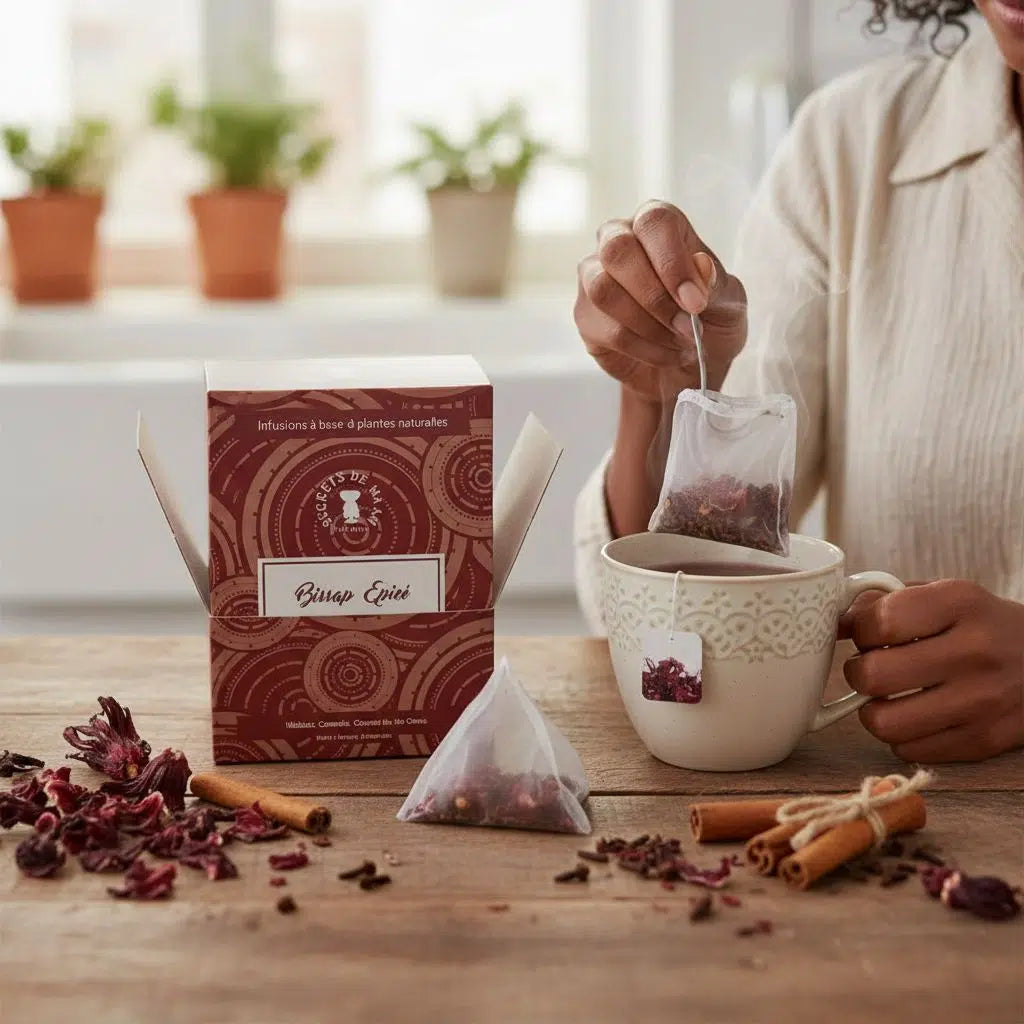 Tisane naturelle digestion hibiscus et cannelle