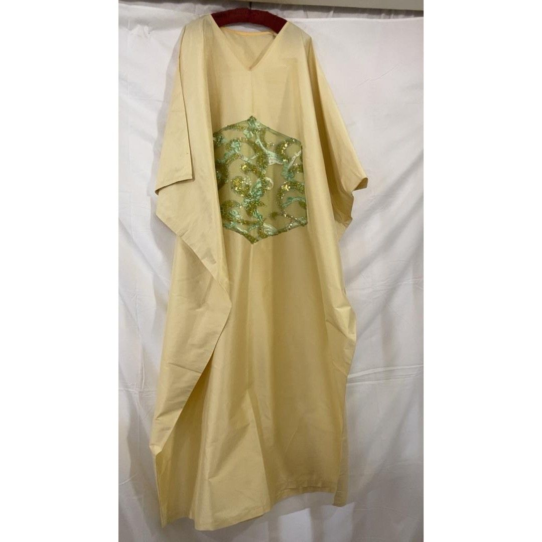 Boubou long et ample femme en shantung jaune