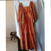 Robe guipure orange longue