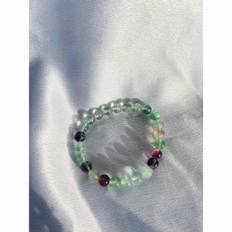 Bracelet en pierre de fluorite 8mm – Bijou élégant multicolore naturel