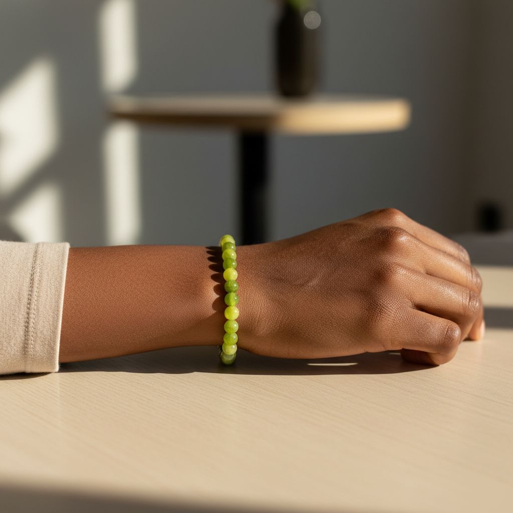 Bracelet en pierre de péridot 8mm – bijou vert naturel bien-être mixte