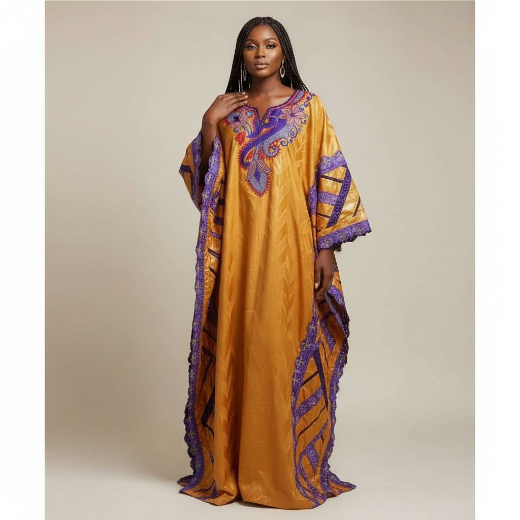 Grand boubou geztner avec broderie brodee et garnitures