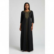 Robe femme bleue marine brodée élégante – Robe longue orientale