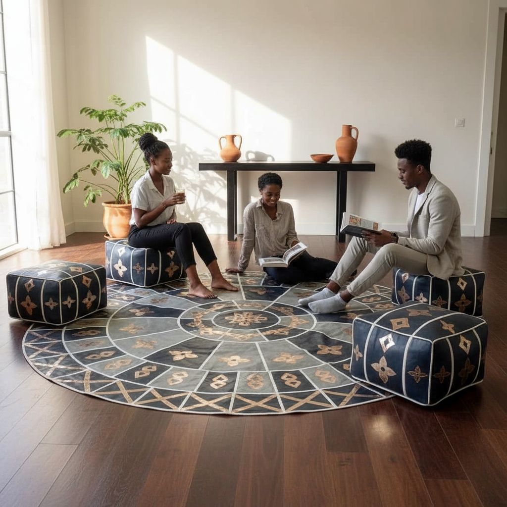 Tapis berbère cuir gris noir doré