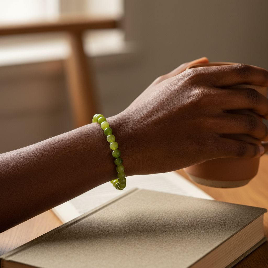 Bracelet en pierre de péridot 8mm – bijou vert naturel bien-être mixte